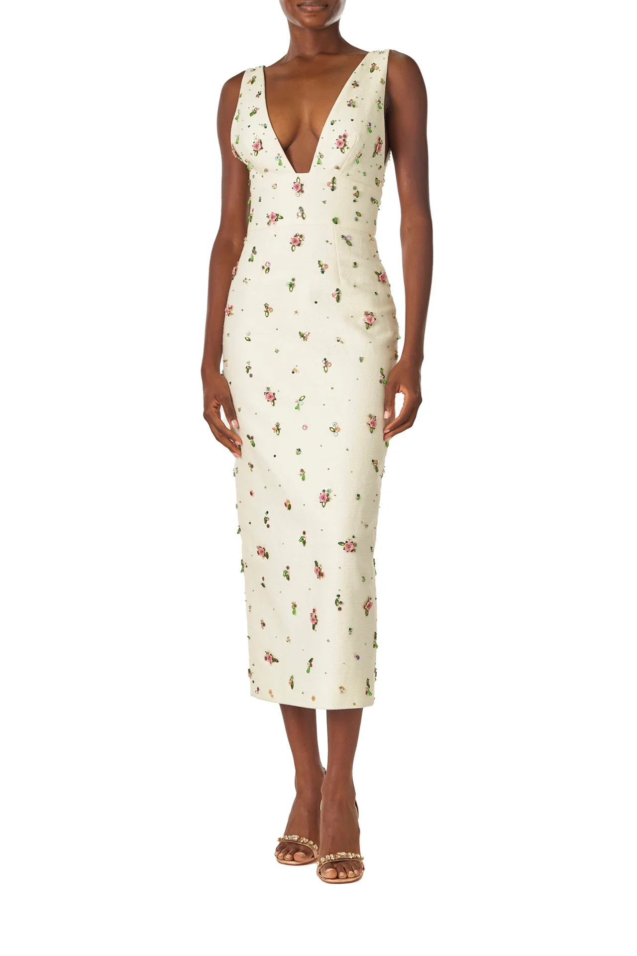 Embroidered Linen Cocktail Dress