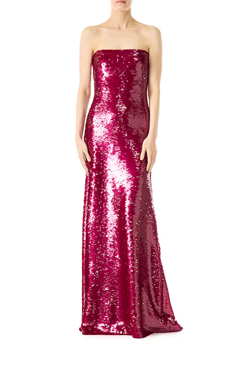 Strapless Sequin Column Gown