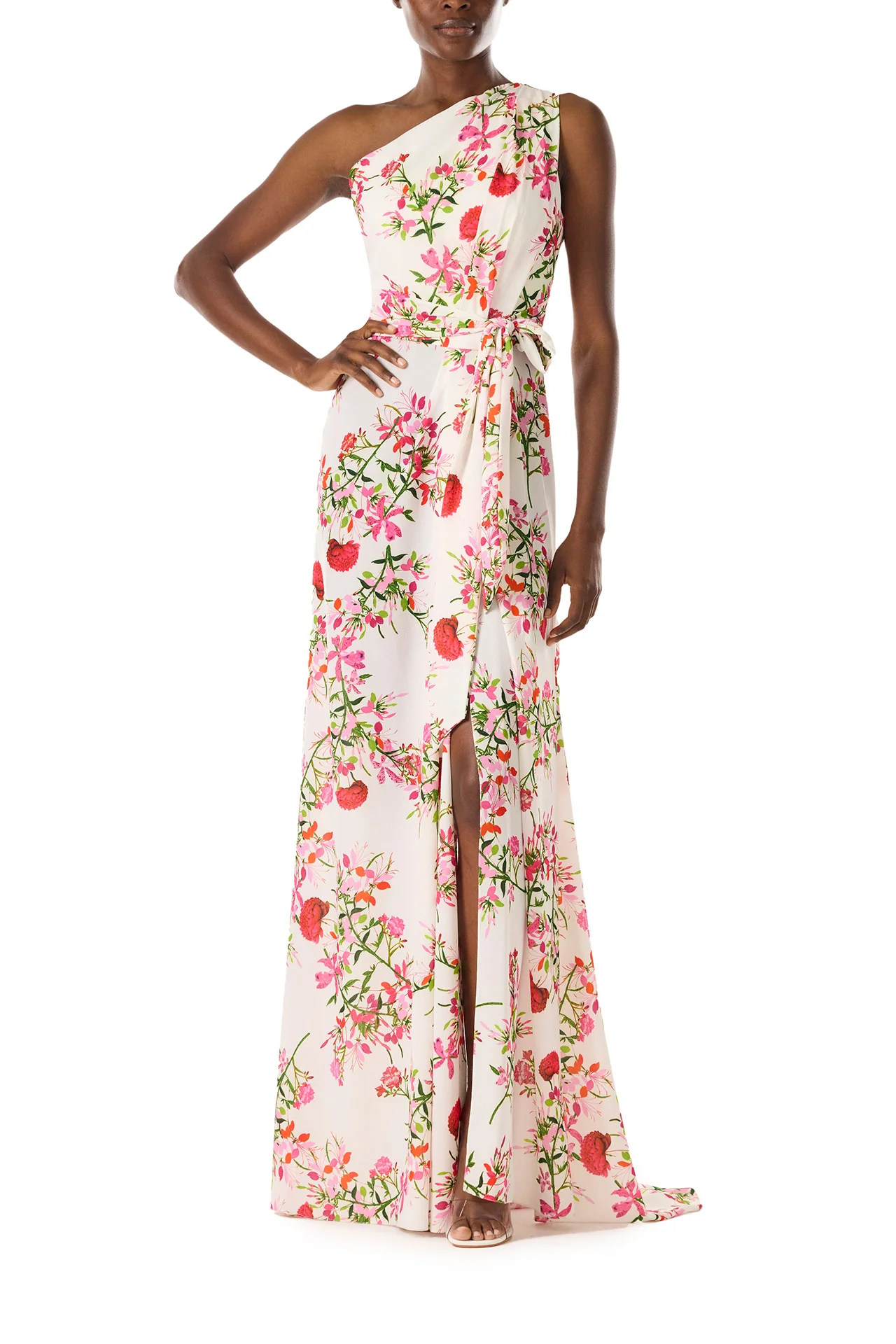 One Shoulder Floral Gown