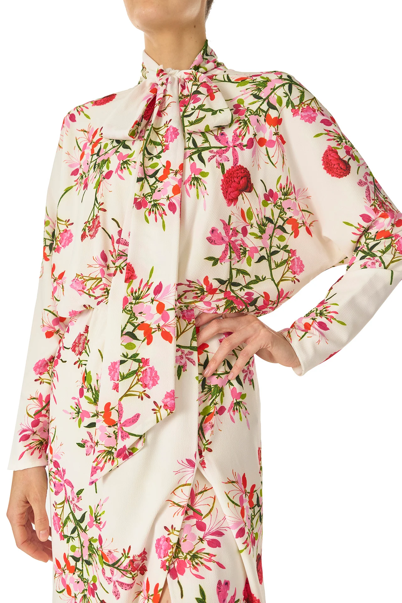 Long Sleeve Floral Wrap Dress