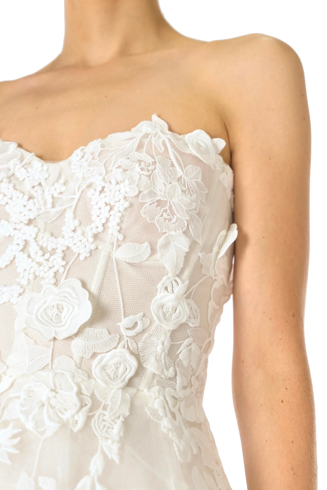 Strapless Lace Tea Length Dress