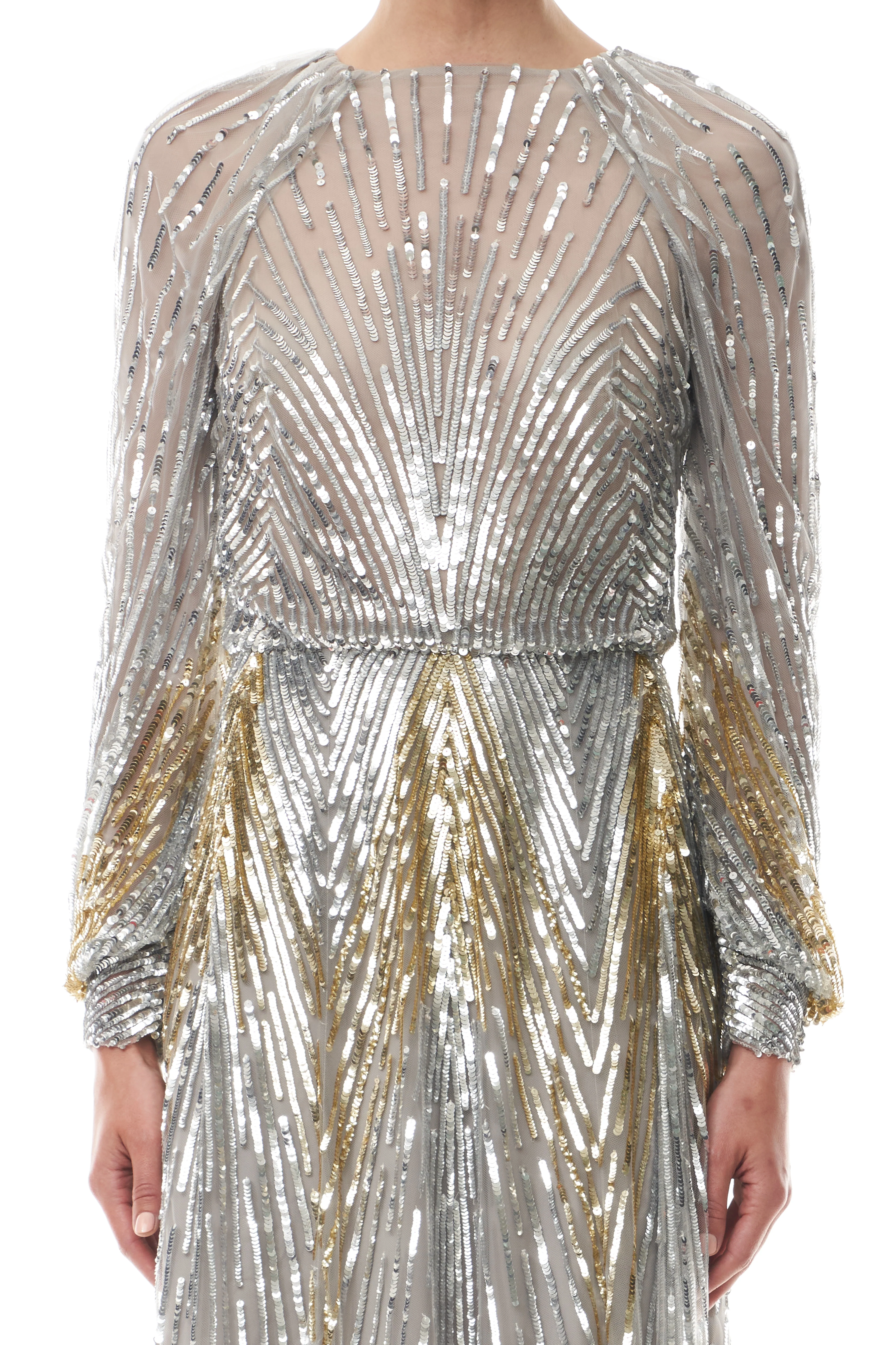 Embroidered Sequin Midi Dress