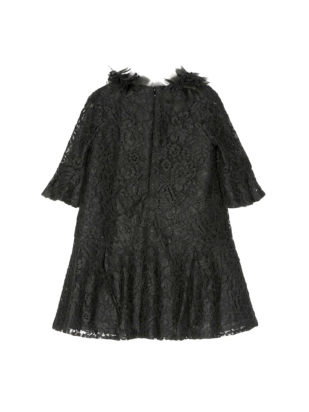 Volant-Embroidered Lace Dress