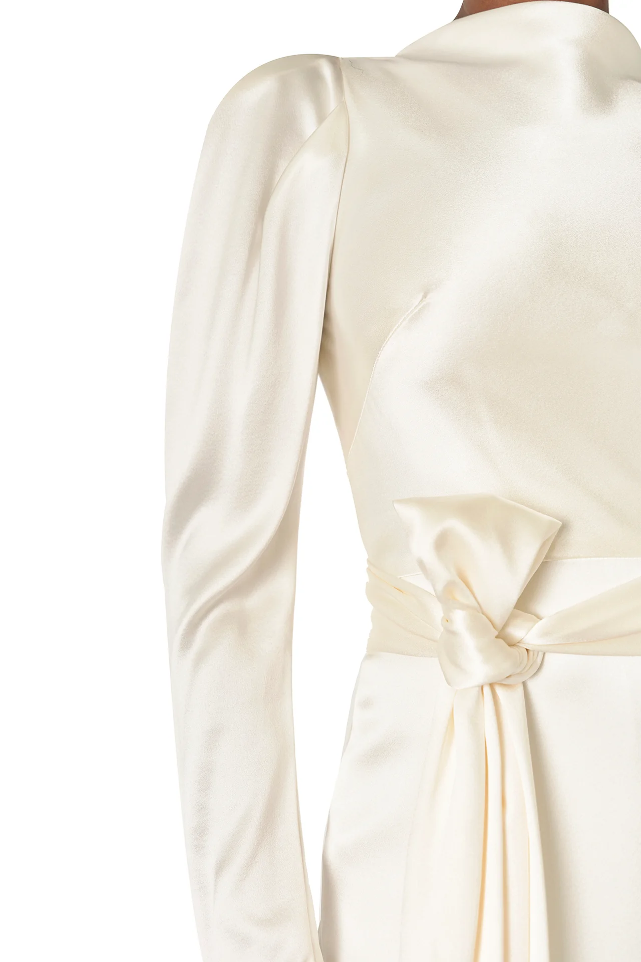 Long Sleeve Satin Gown