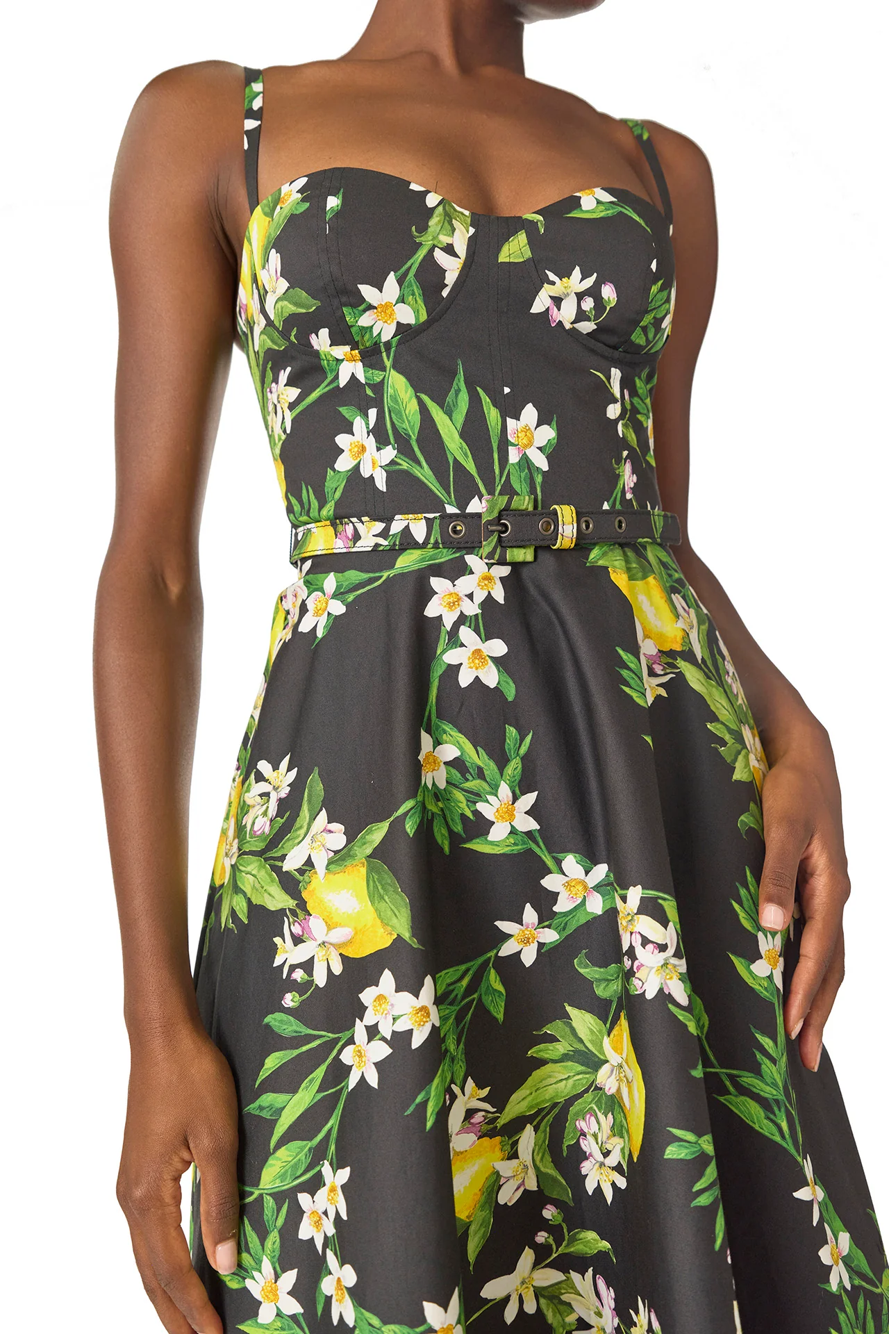 Noir Lemon Print Corseted Dress