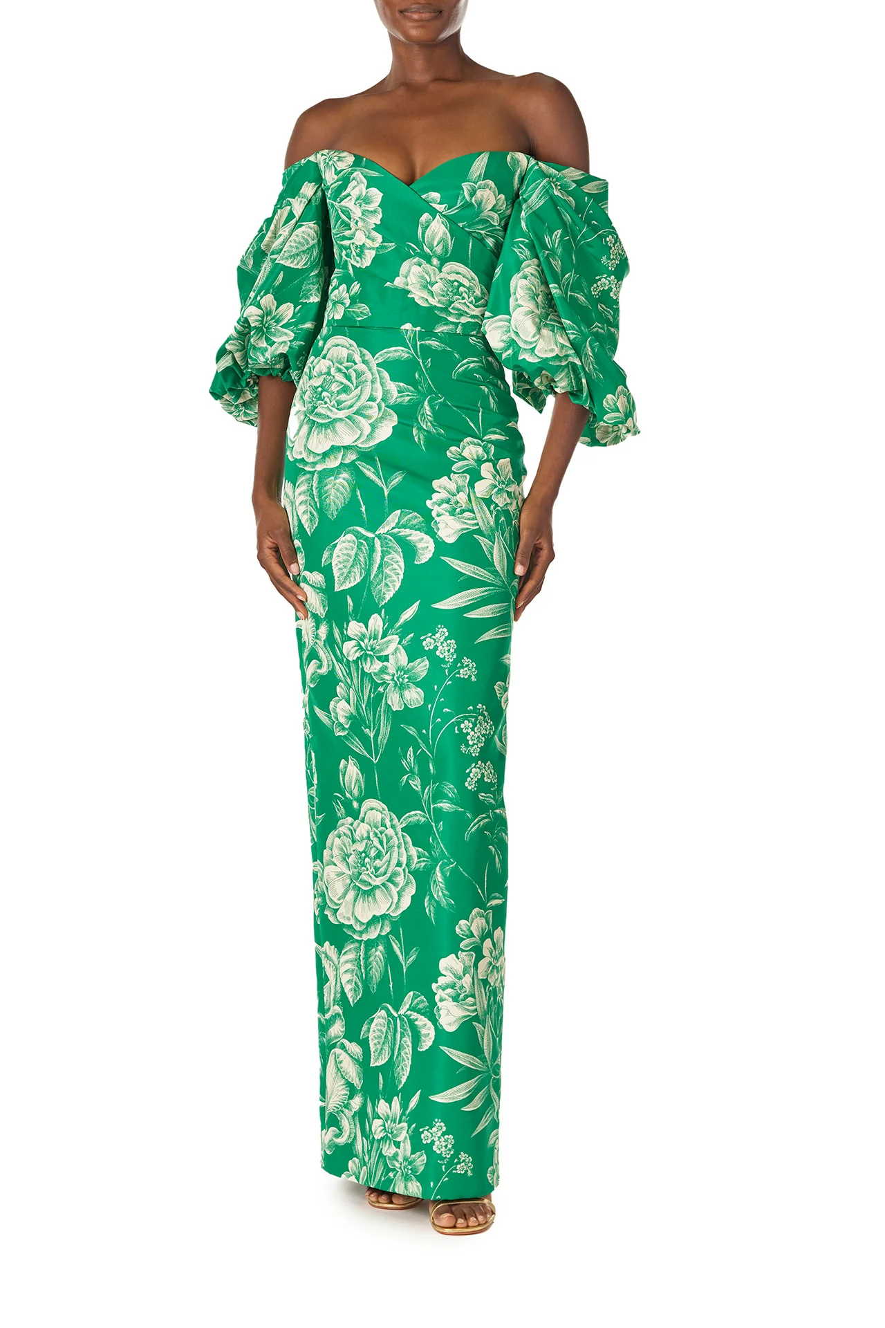 Off-the-Shoulder Blouson Sleeve Gown