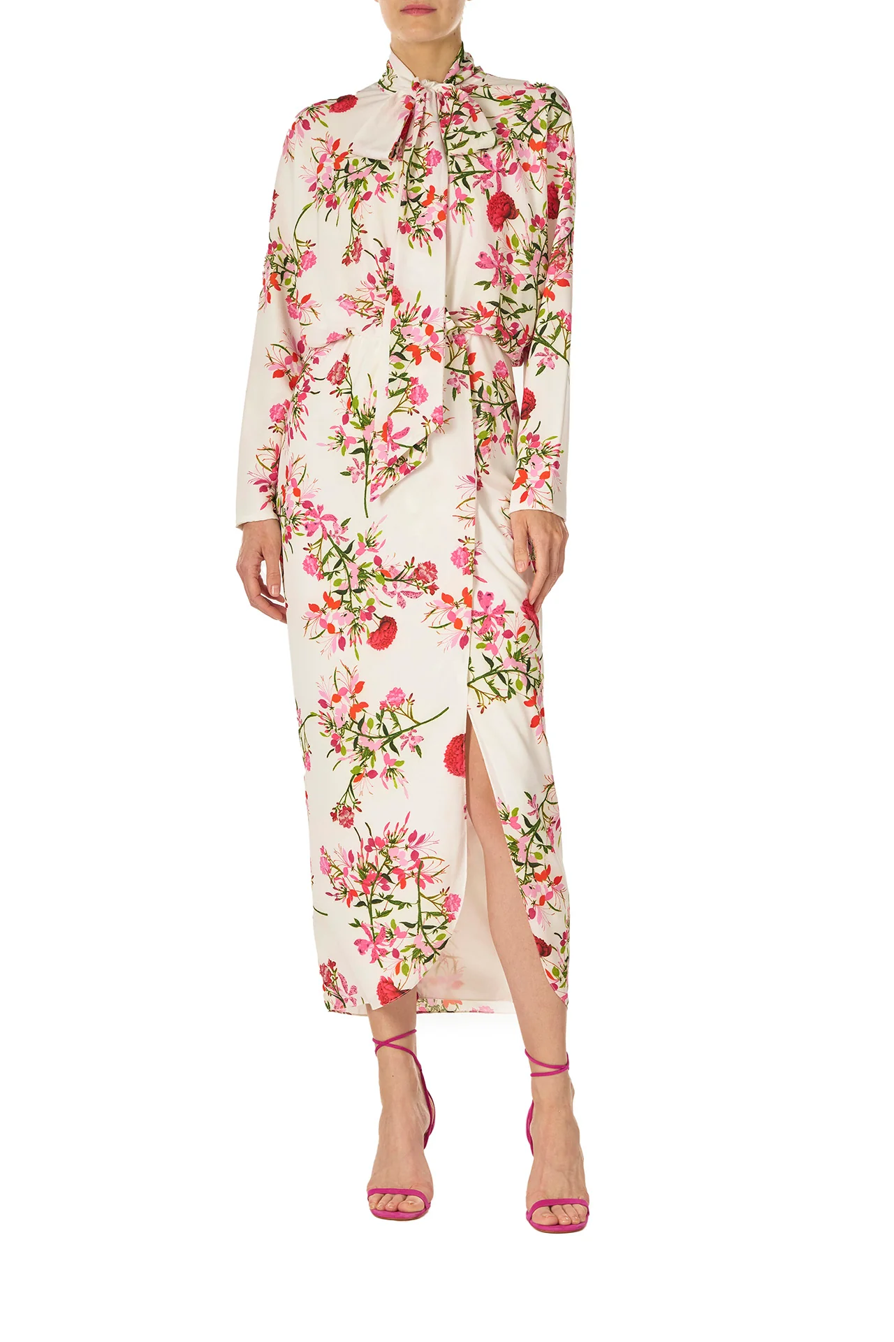Long Sleeve Floral Wrap Dress