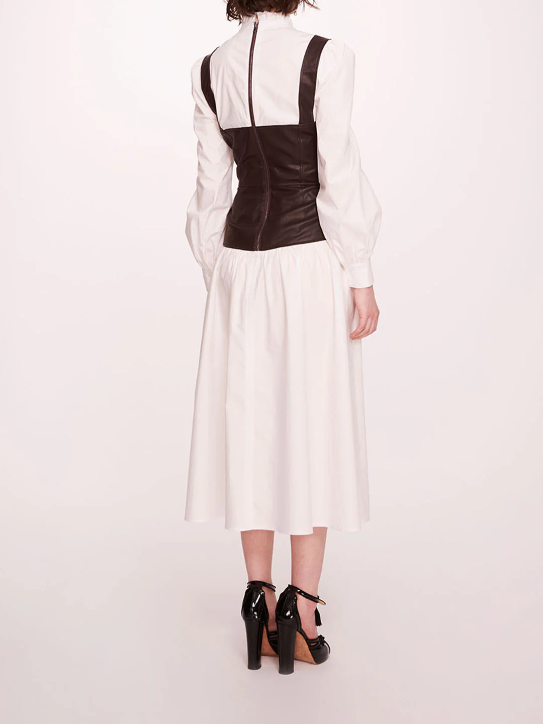 Faux Leather Poplin Corset Dress