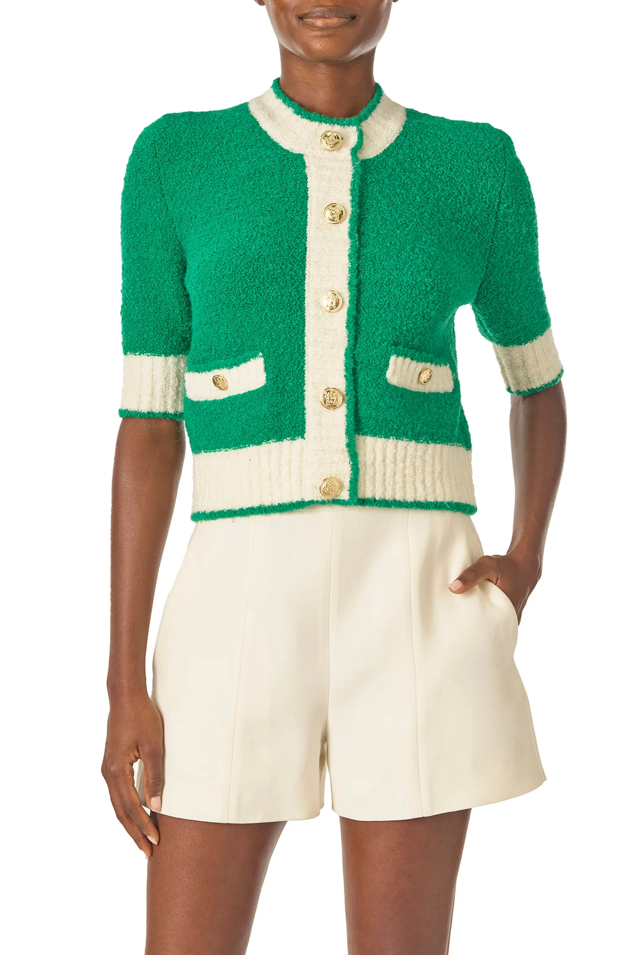 Short Sleeve Knit Cardigan