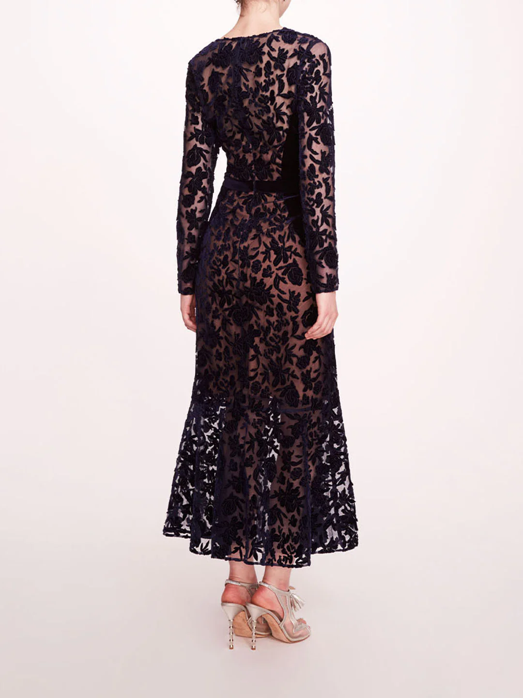 Long Sleeve Velvet Midi Dress