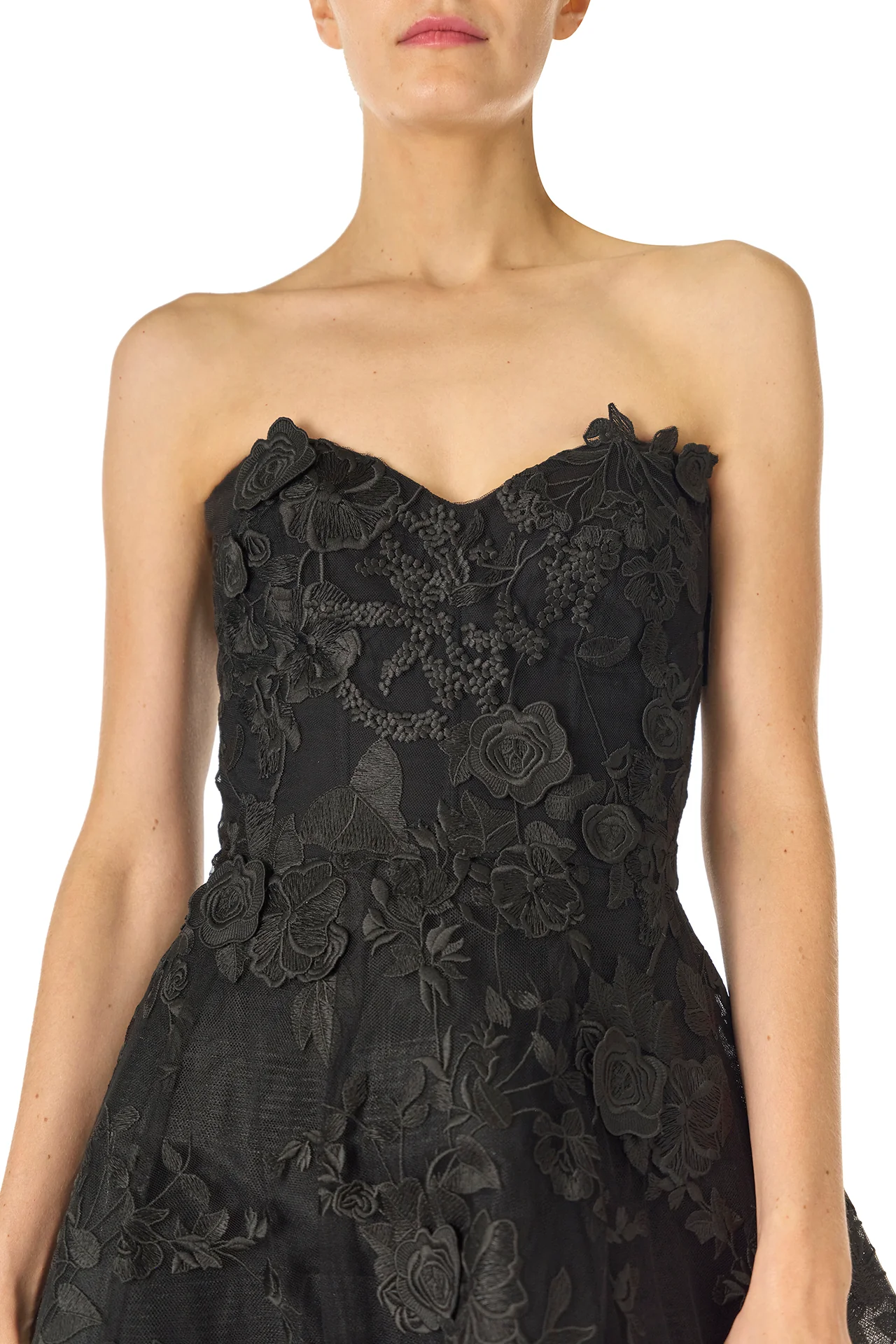 Strapless Lace Tea Length Dress
