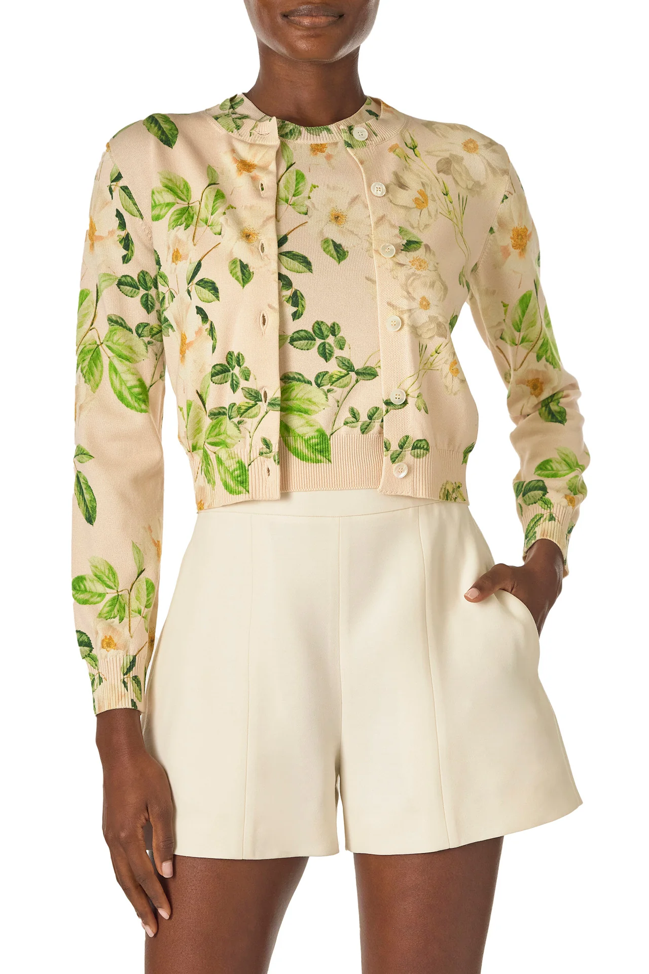 Rose Printed Knit Cardigan