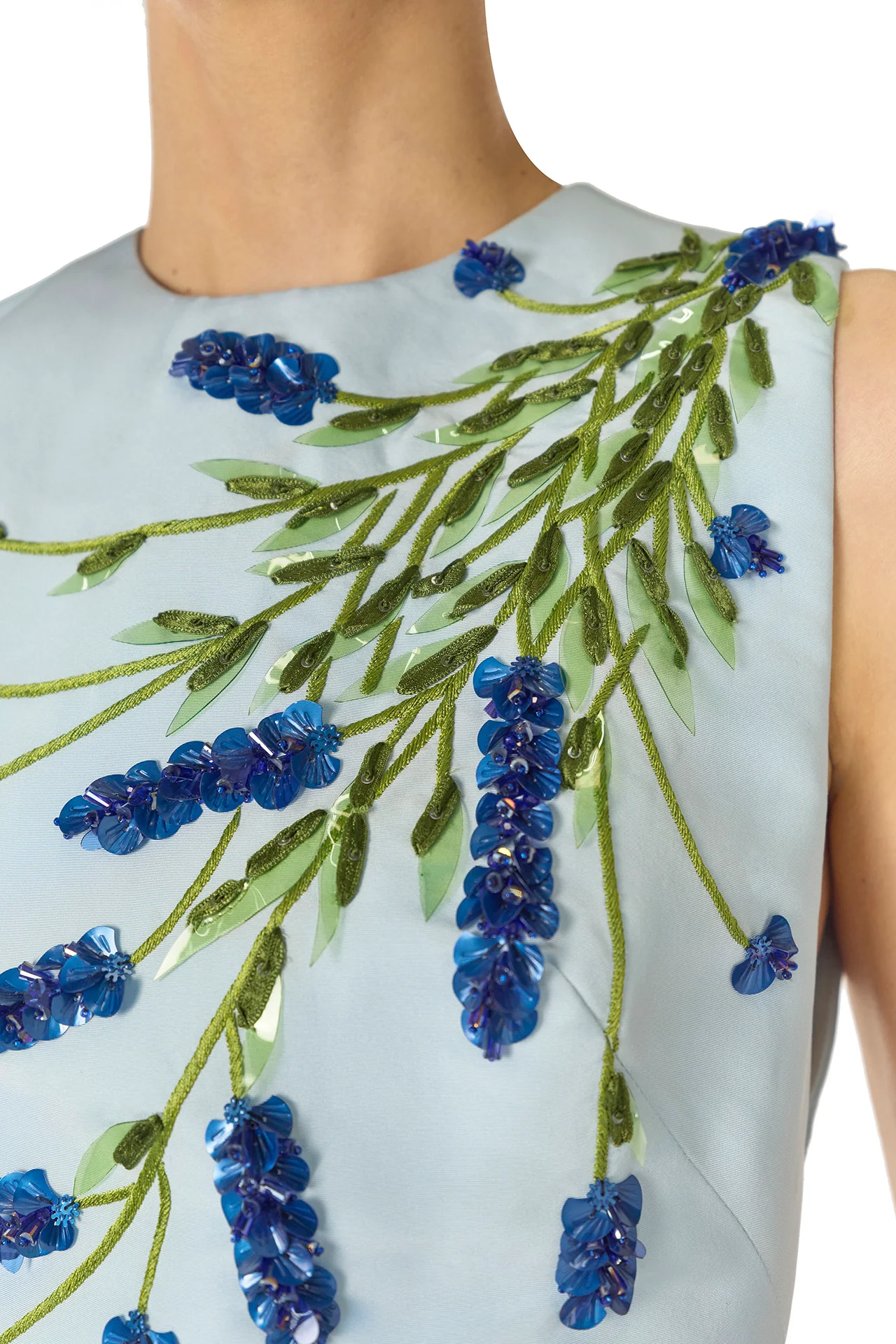 Lavender Embroidered Tea-Length Dress