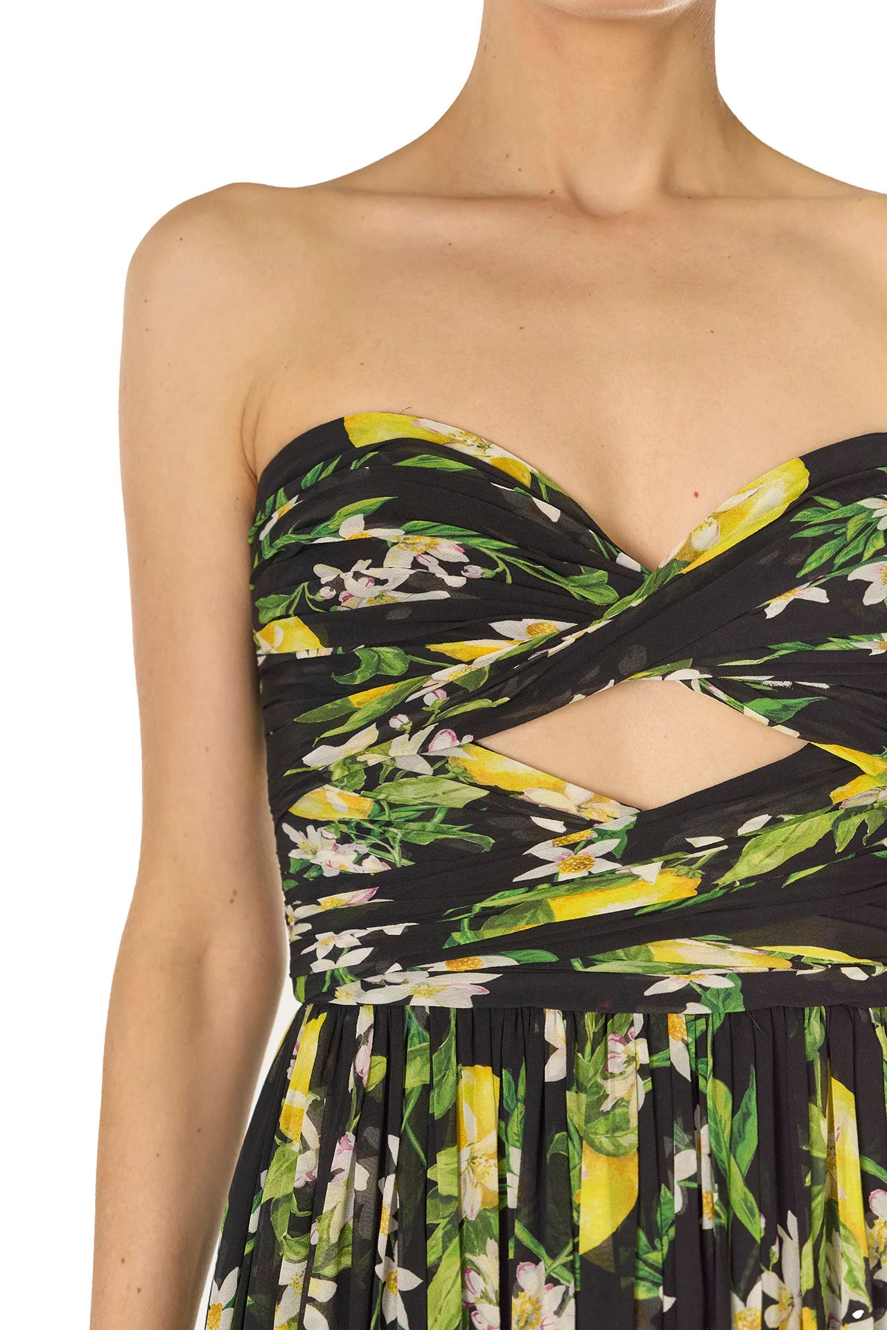 Strapless Lemon Floral Gown
