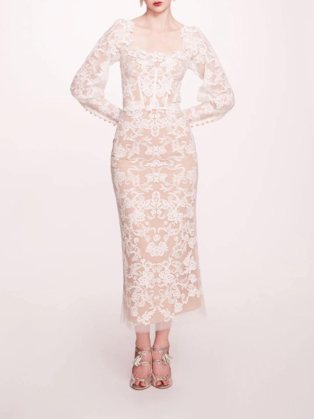 Long Sleeve Corded Midi Dress