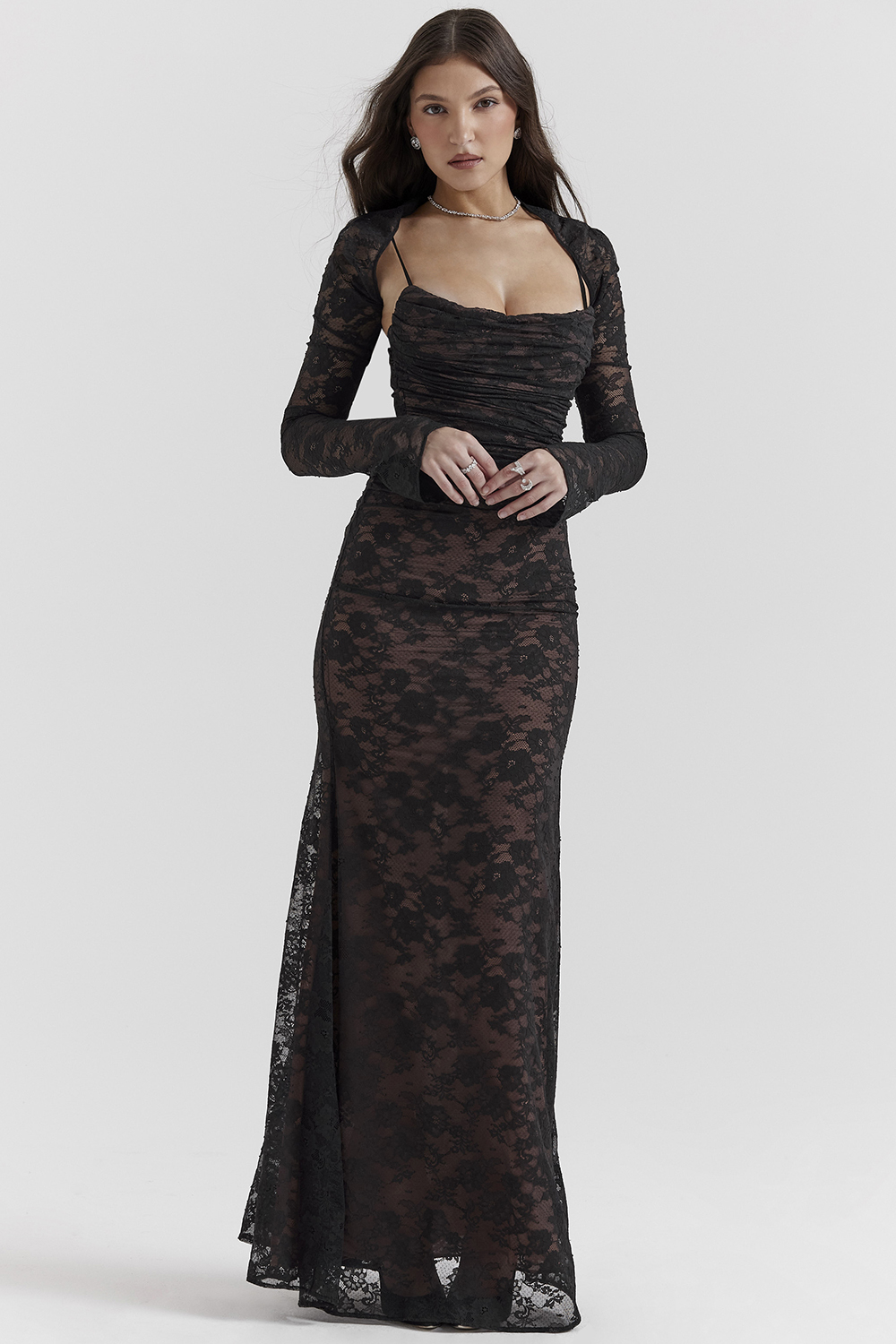 black lace maxi dress
