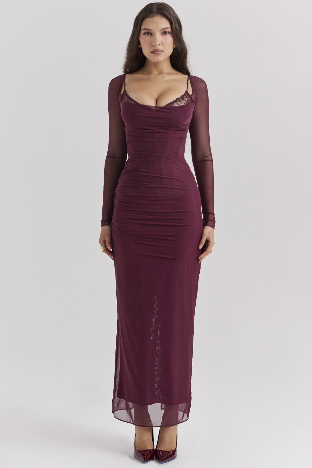 wine maxi dress