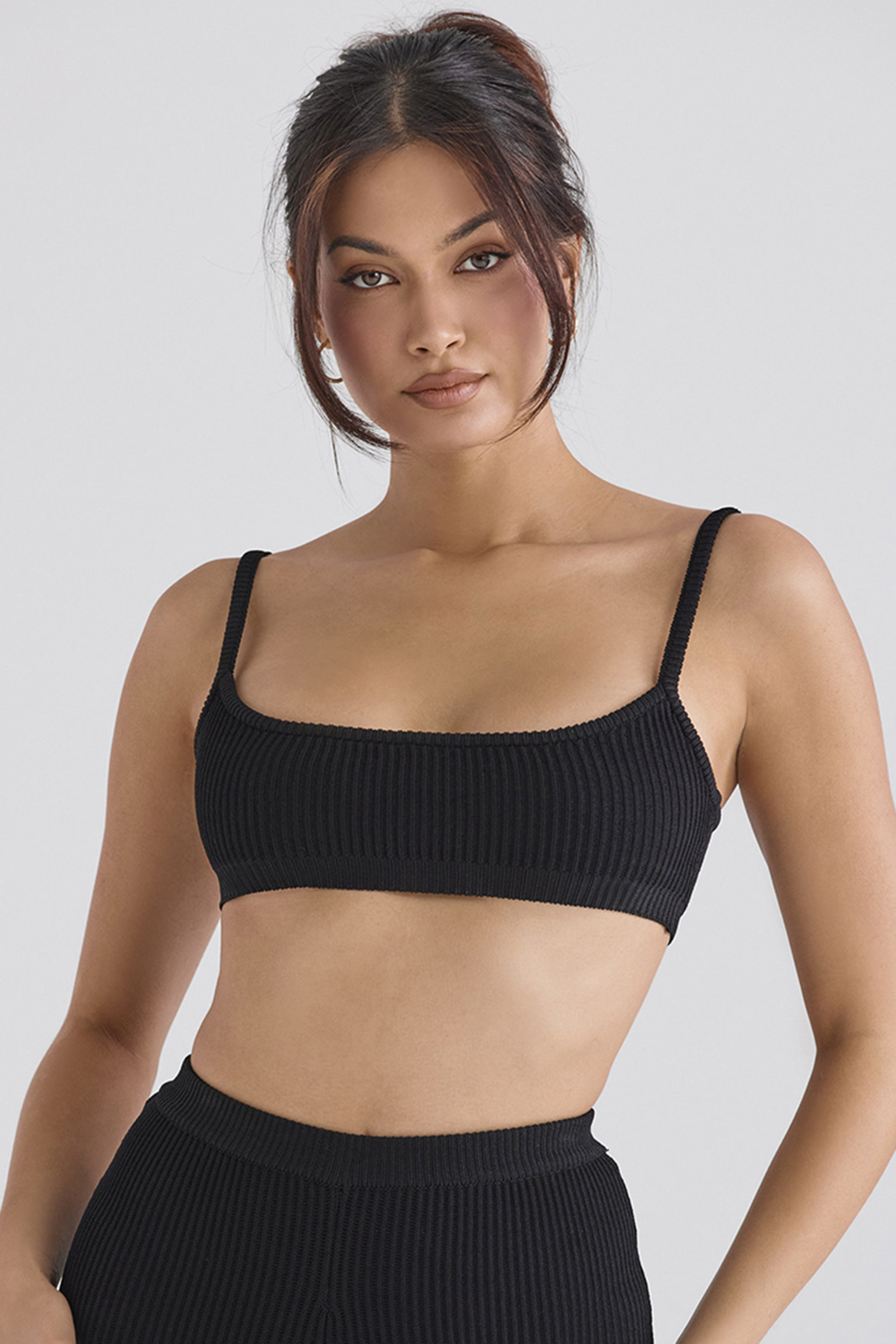 black ribbed knit bralette