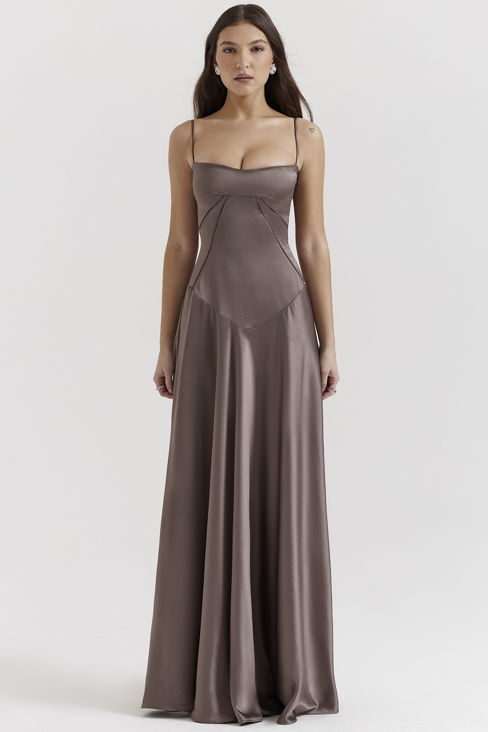 smoke lace up maxi dress