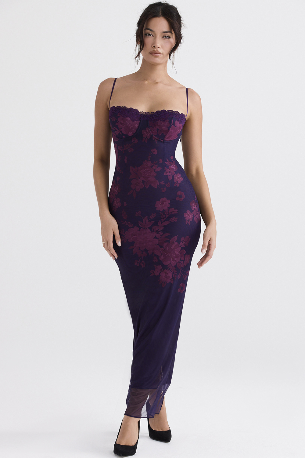 grape floral print maxi dress