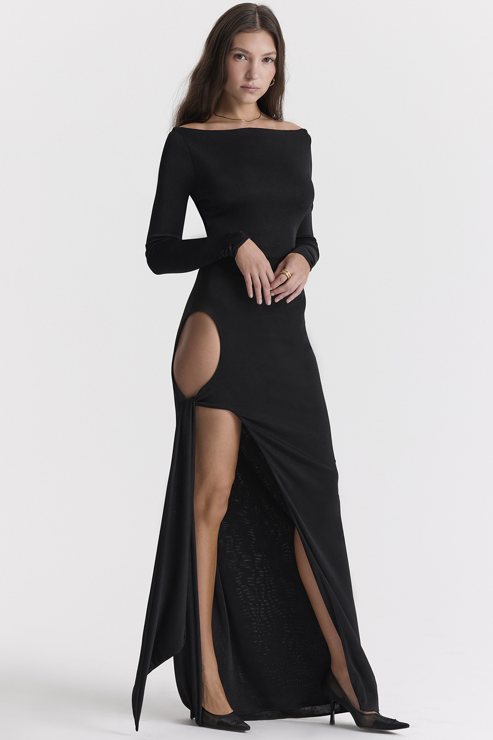 black cutout maxi dress