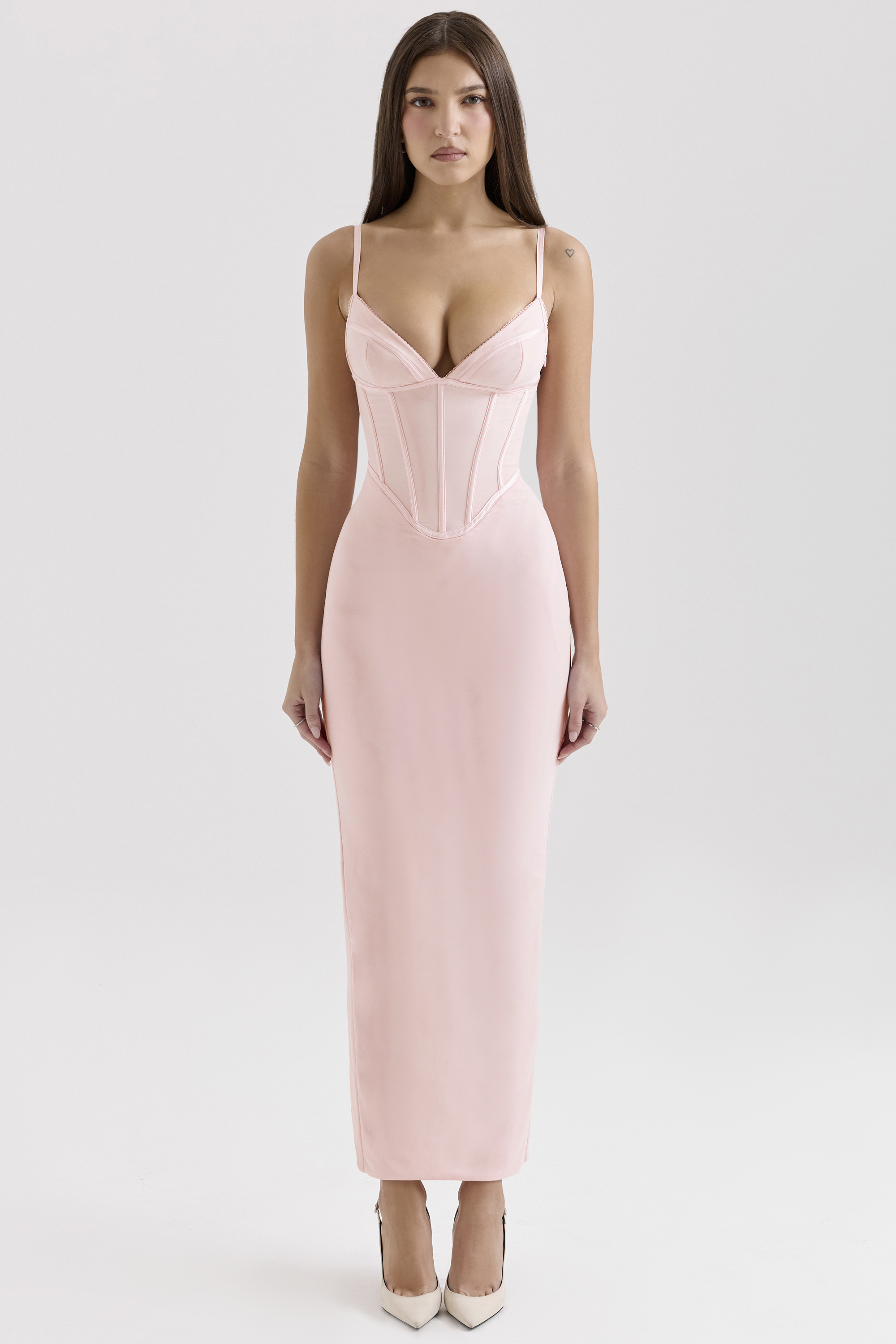 pink mesh bodycon maxi dress