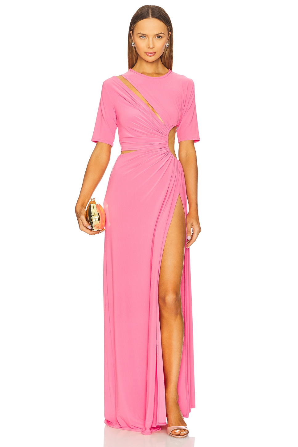 Gathered Slit Maxi Dress