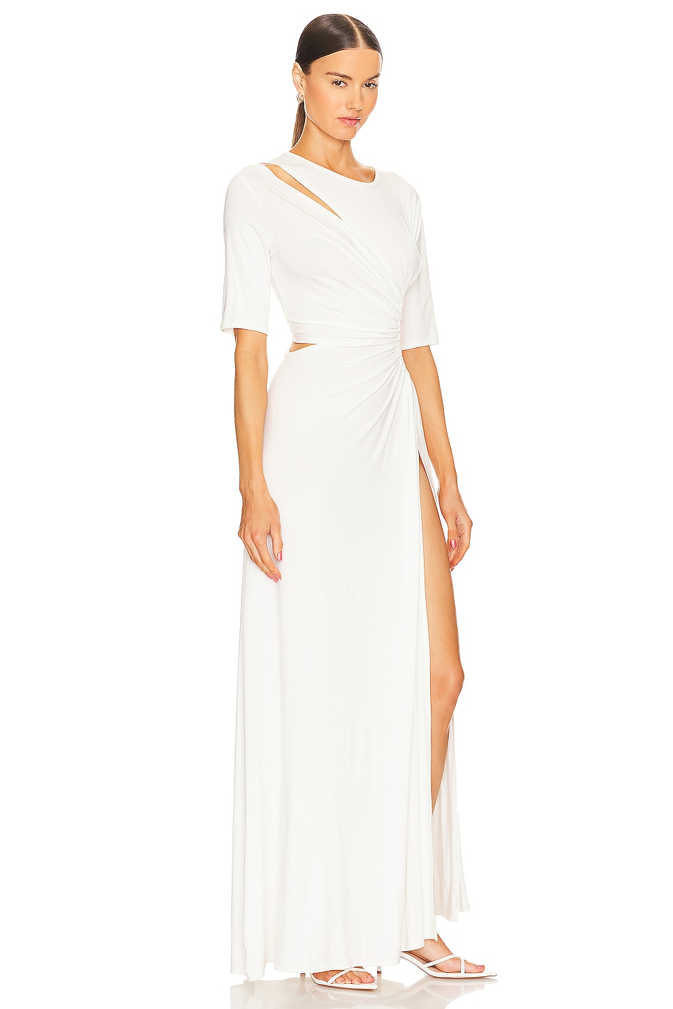 Gathered Slit Maxi Dress