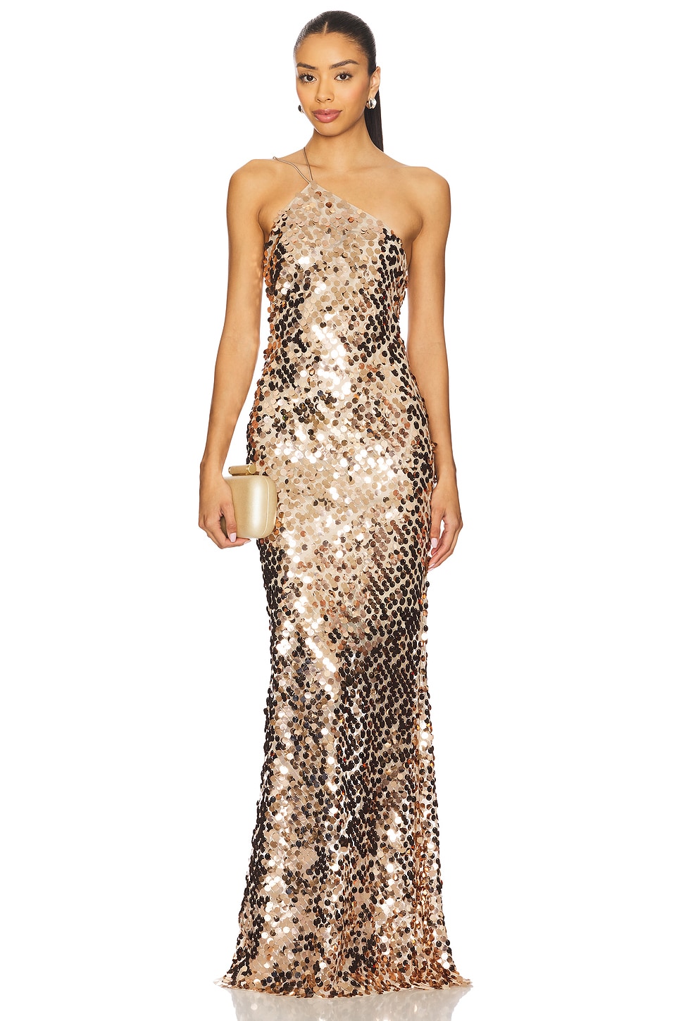 Paillette One Shoulder Gown