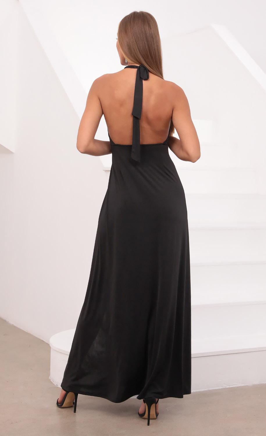 Halter Maxi Dress in Black