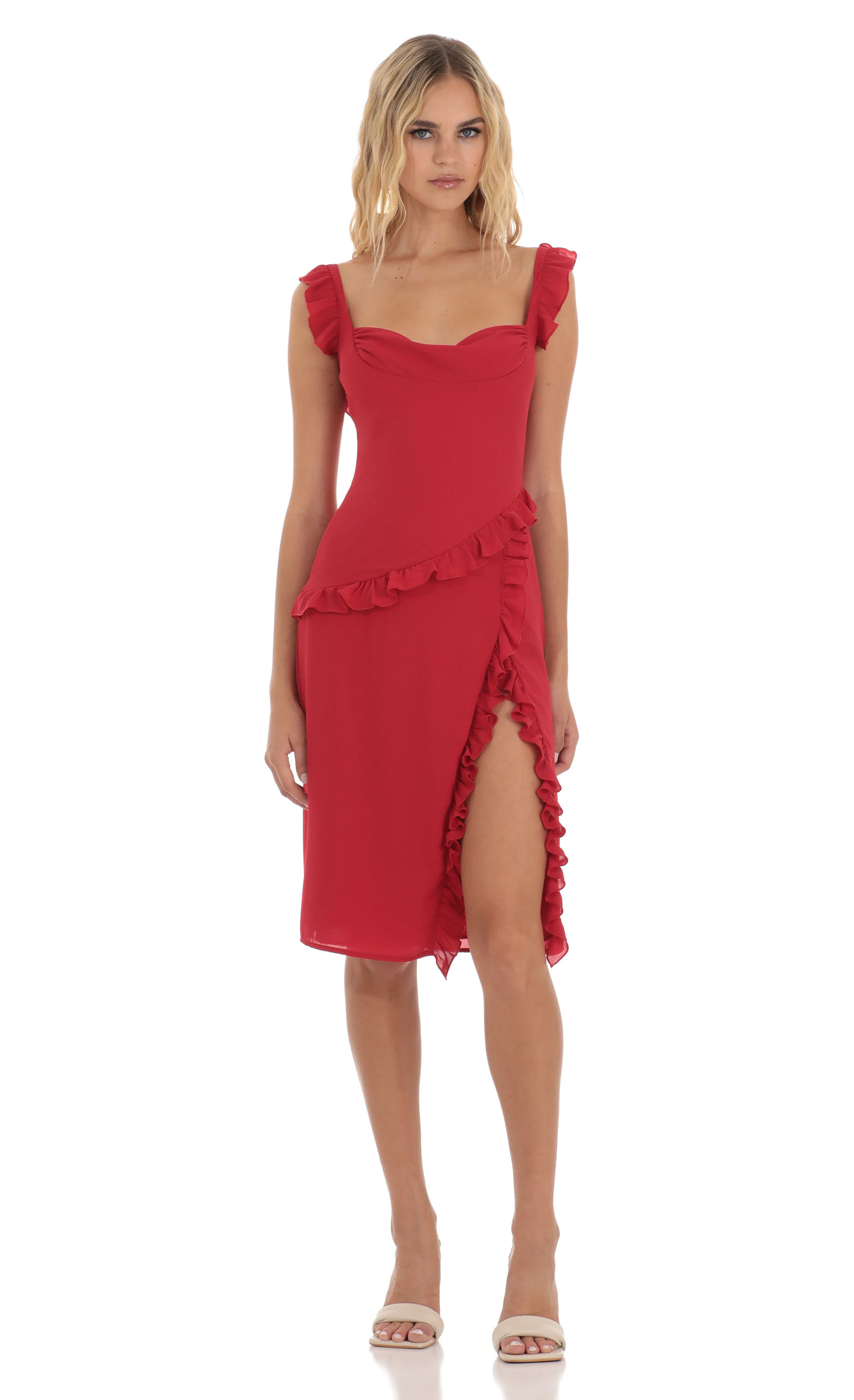 Ruffle Dress in Red