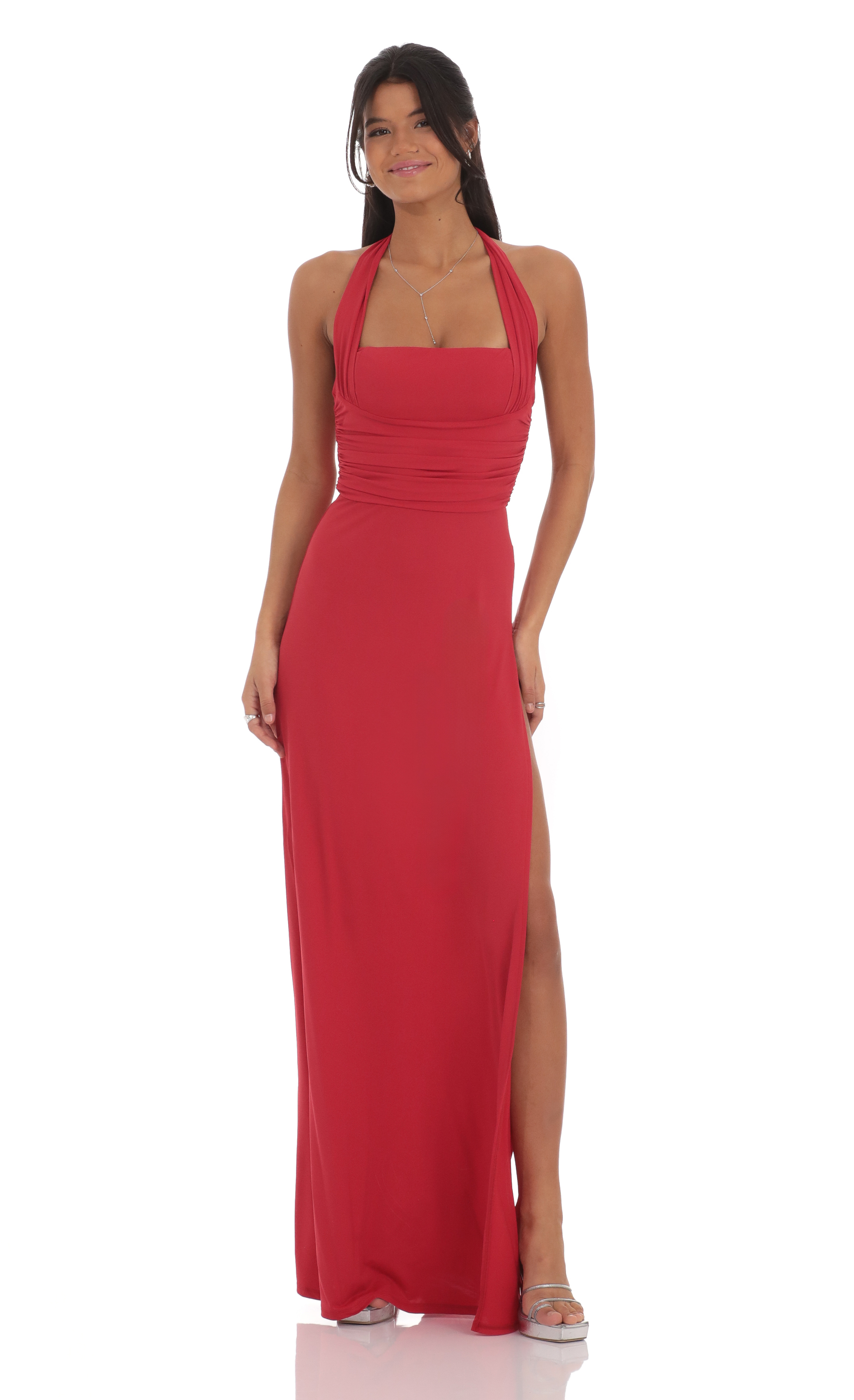 Halter Maxi Dress in Red
