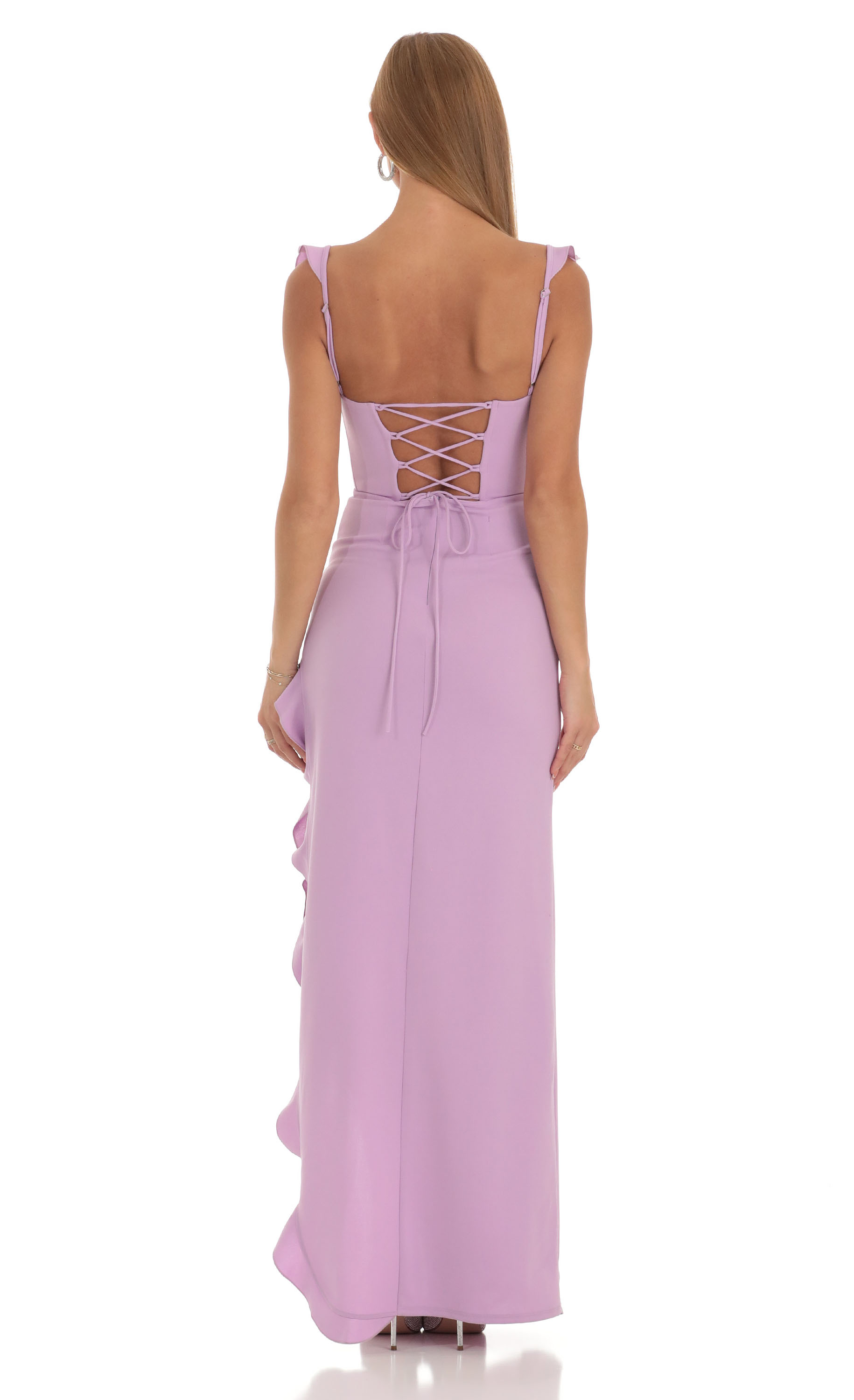 Ruffle Maxi Dress in Lilac