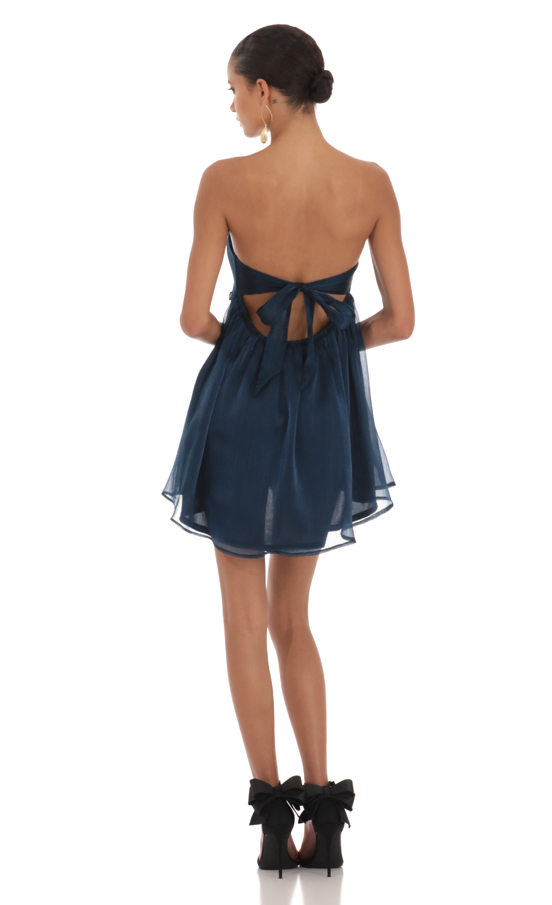 Strapless Babydoll Dress in Navy