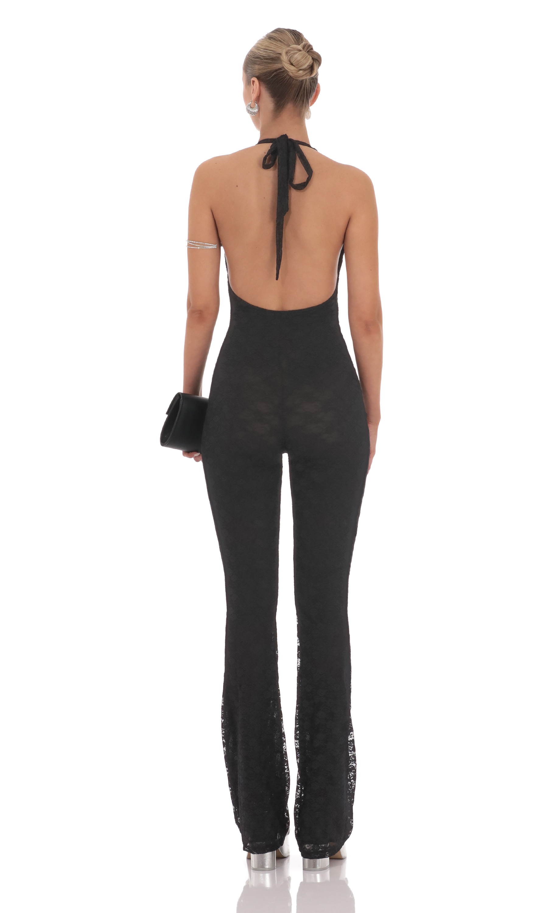 Lace Halter Jumpsuit in Black