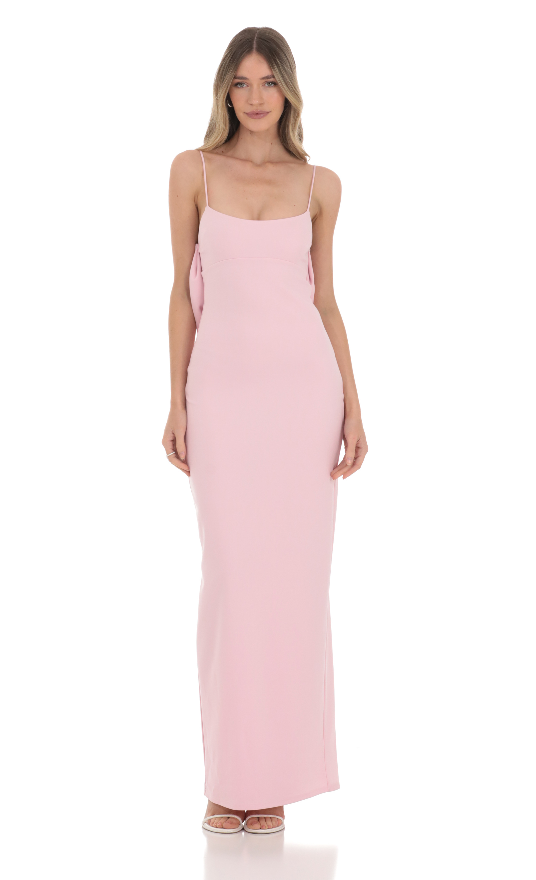 Back Bow Maxi Dress in Pink