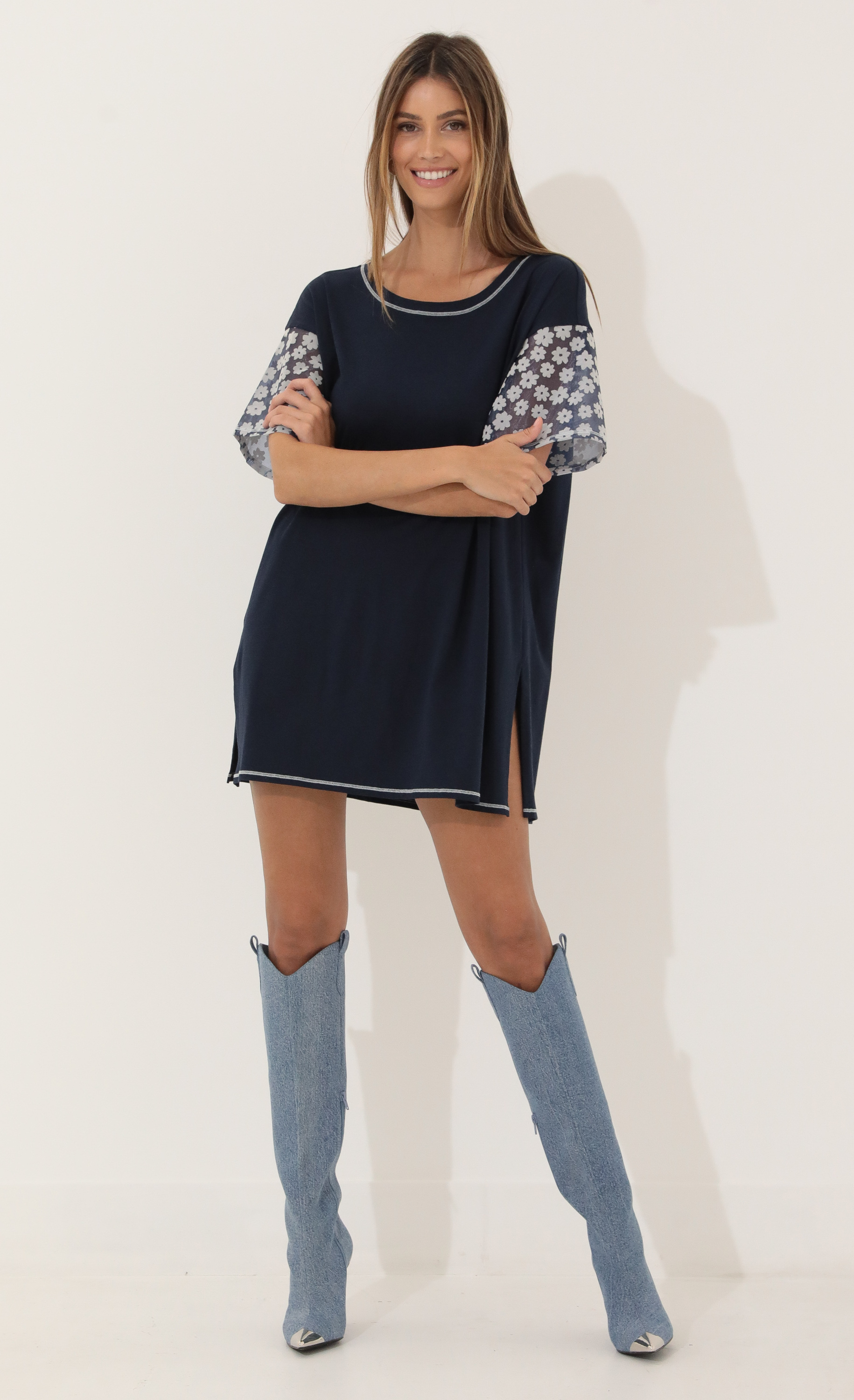Shirt Dress in Navy Floral