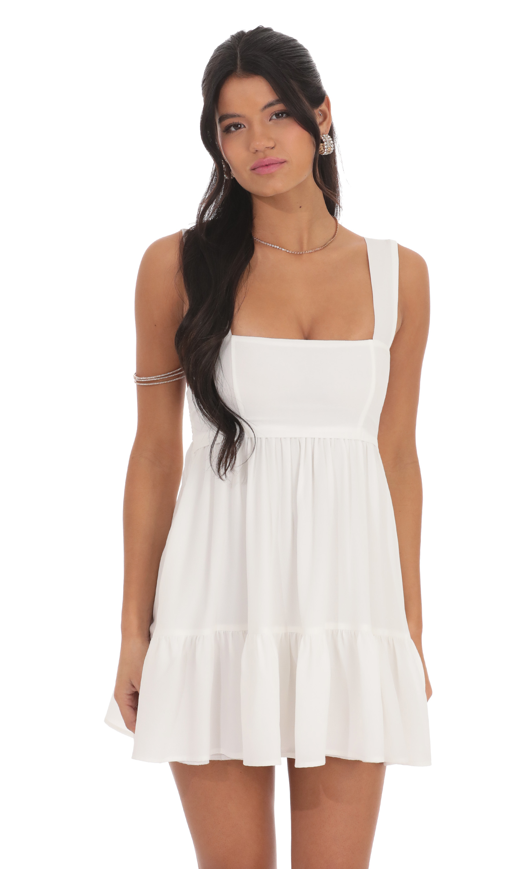 Square Neckline Dress in White