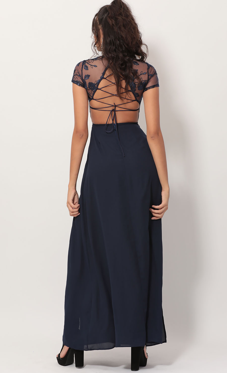 Heiress Lace Maxi Dress in Navy