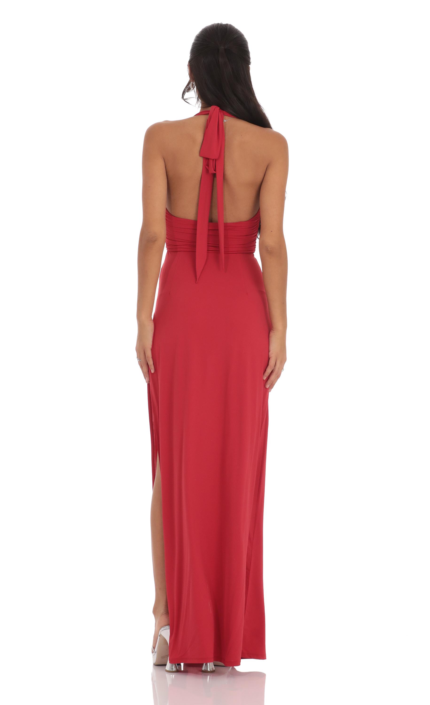 Halter Maxi Dress in Red