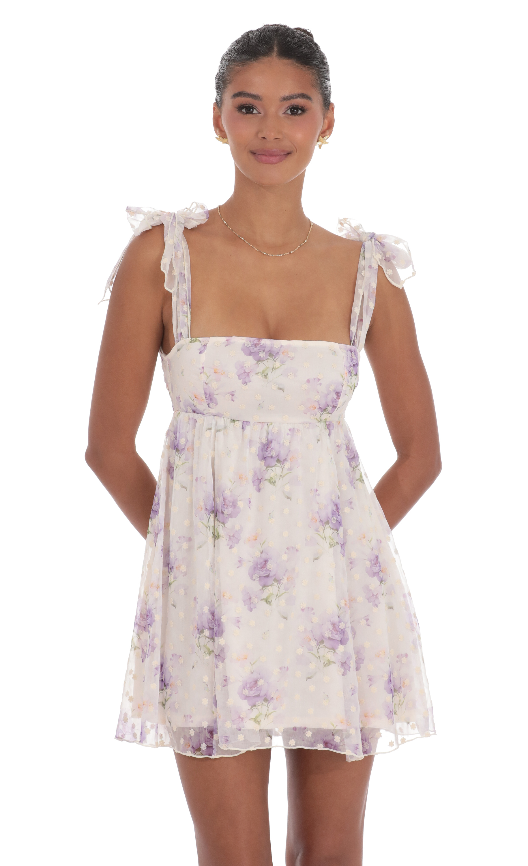 Floral Babydoll Dress in Cream