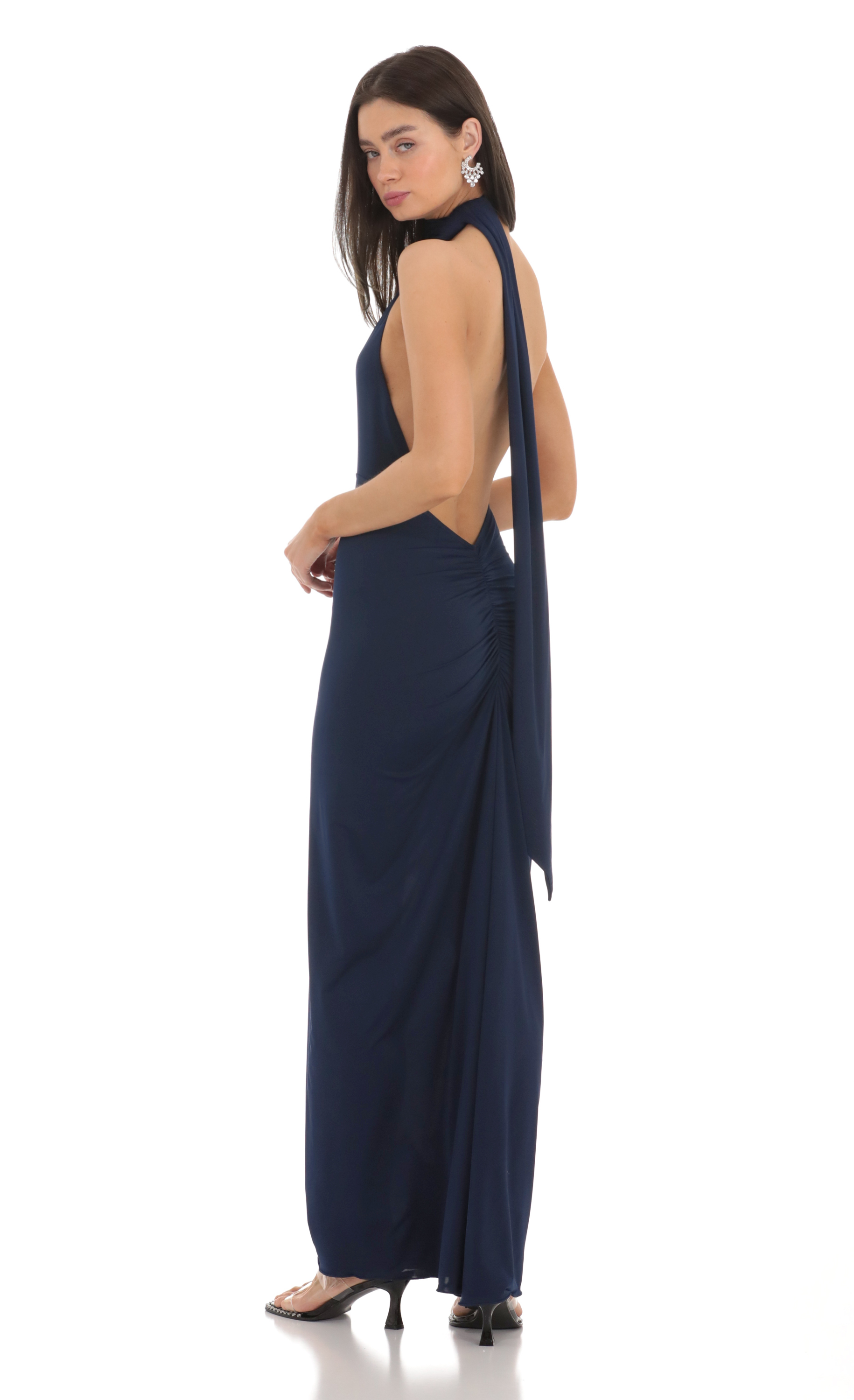 Scarf Strap Maxi Dress in Navy