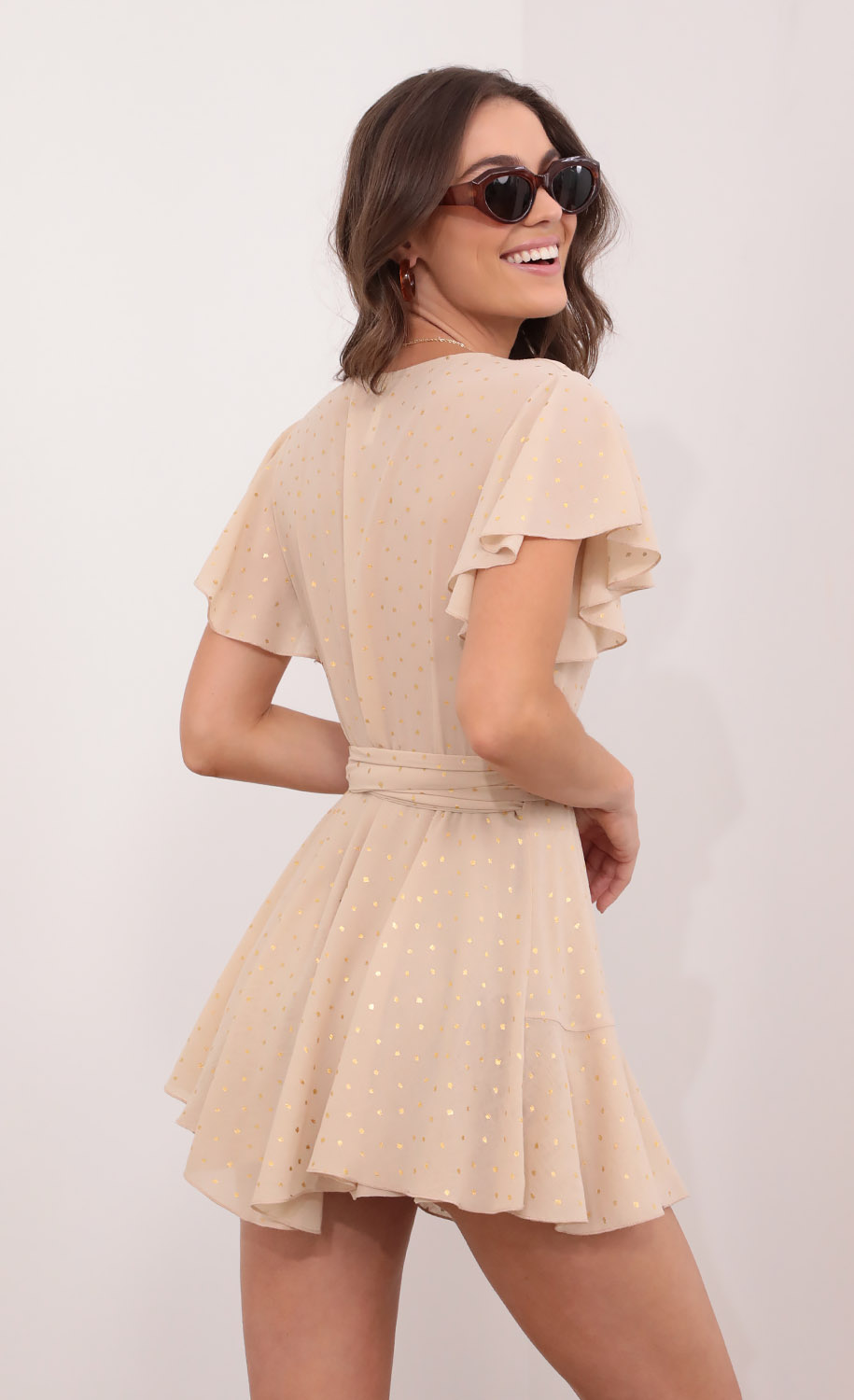 Wrap Dress in Tan