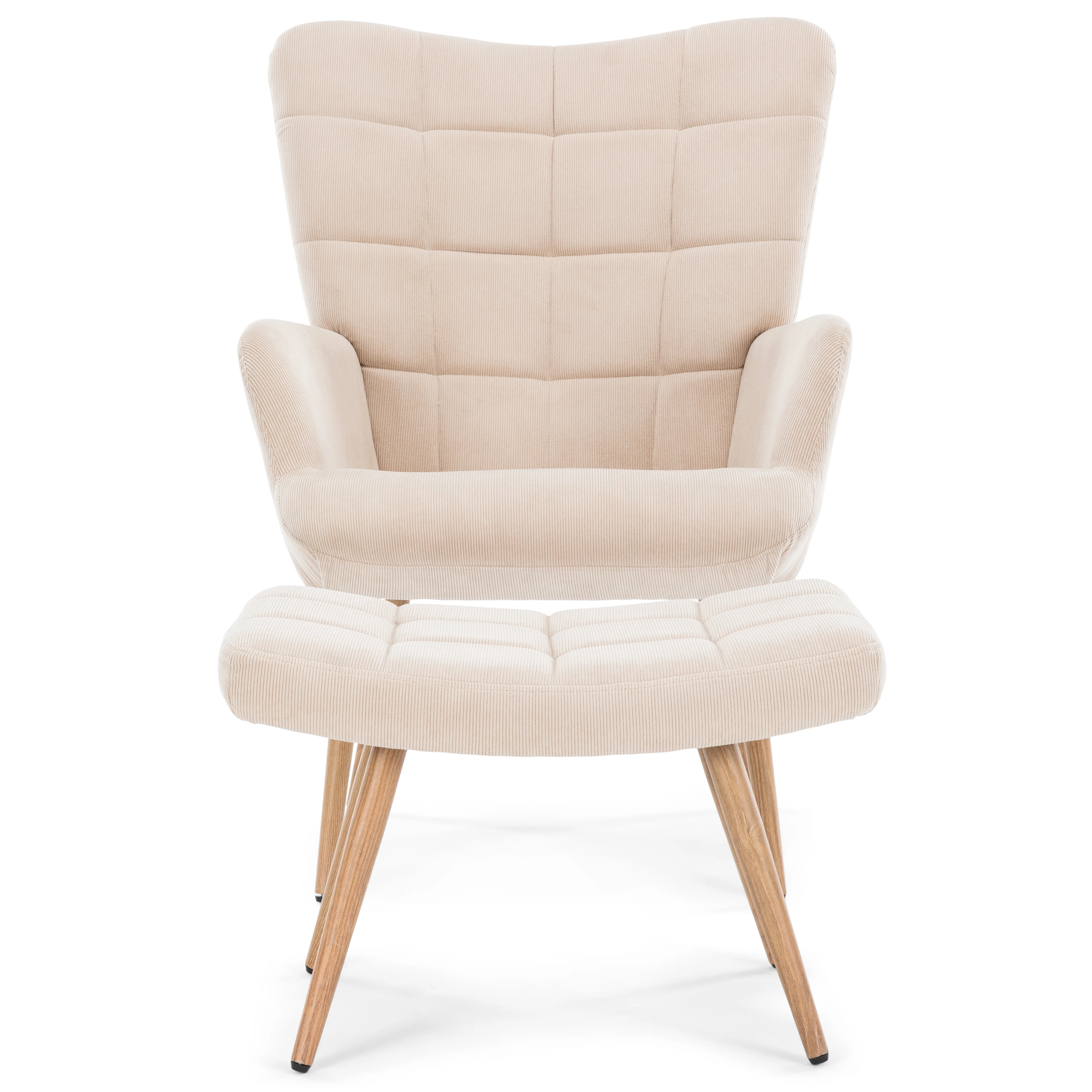 Alfred Sessel mit Hocker - Beige