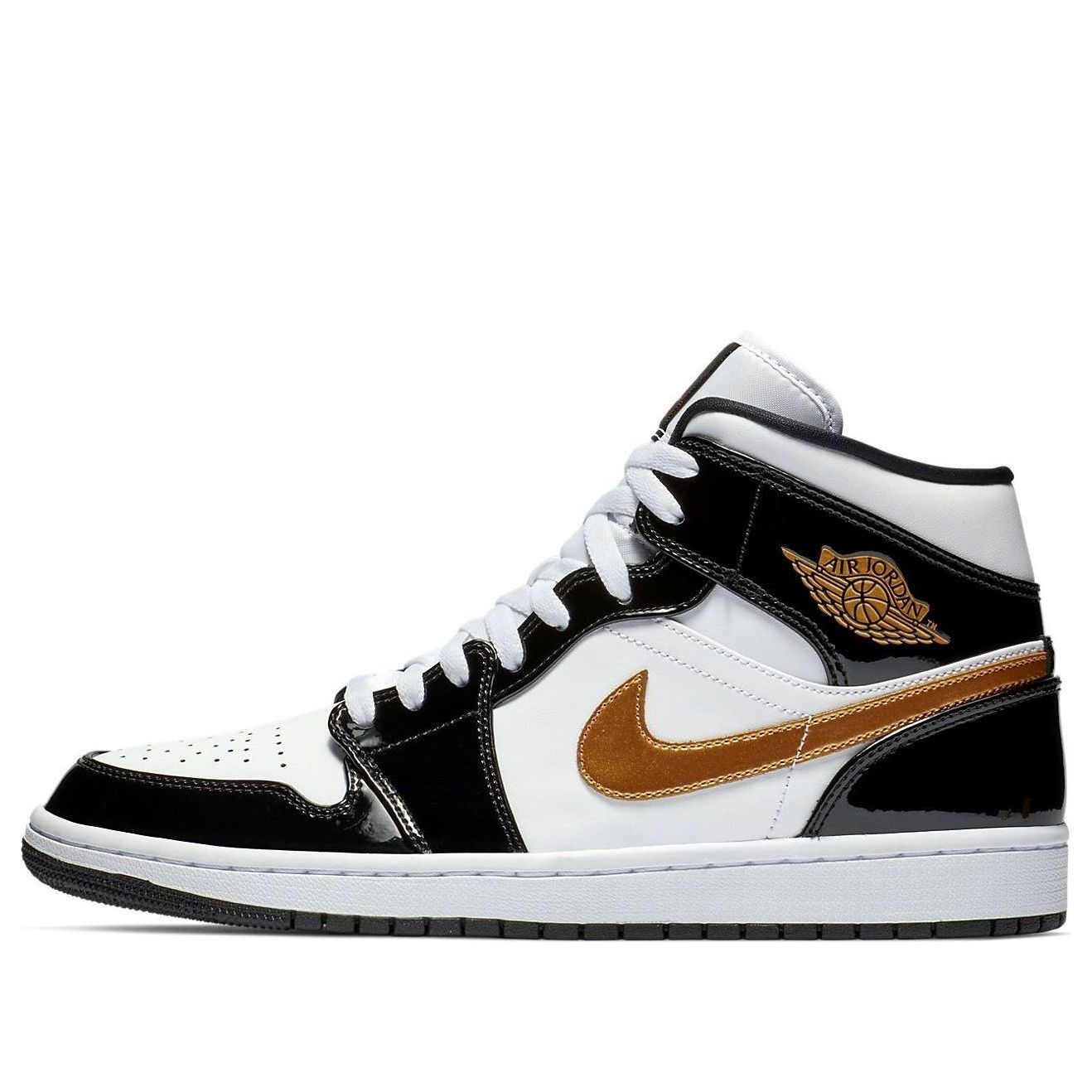 Air Jordan 1 Mid Patent  Black Gold