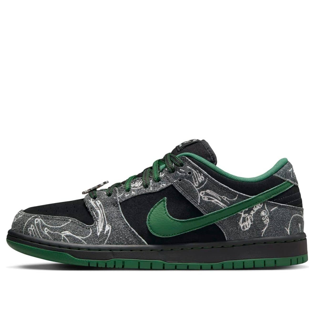 Nike x There Skateboard SB Dunk Low Pro  Anthracite Gorge Green