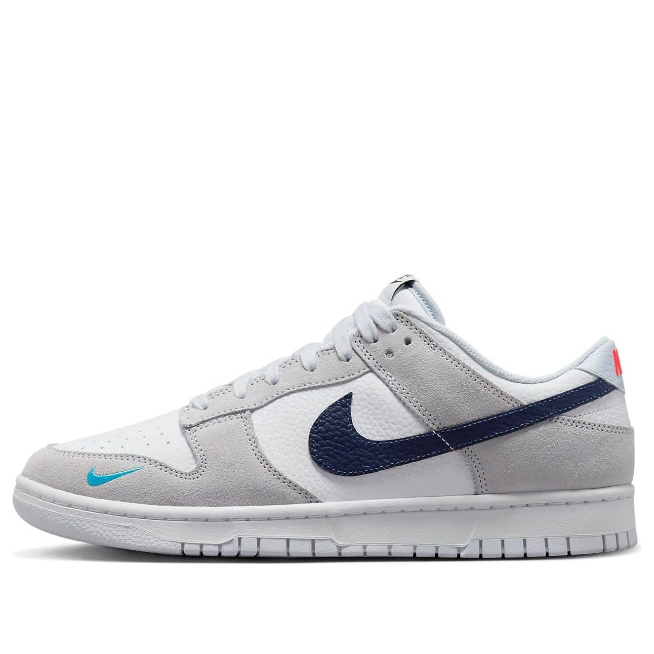 Nike Dunk Low  Mini Swoosh - White Grey Navy Aqua