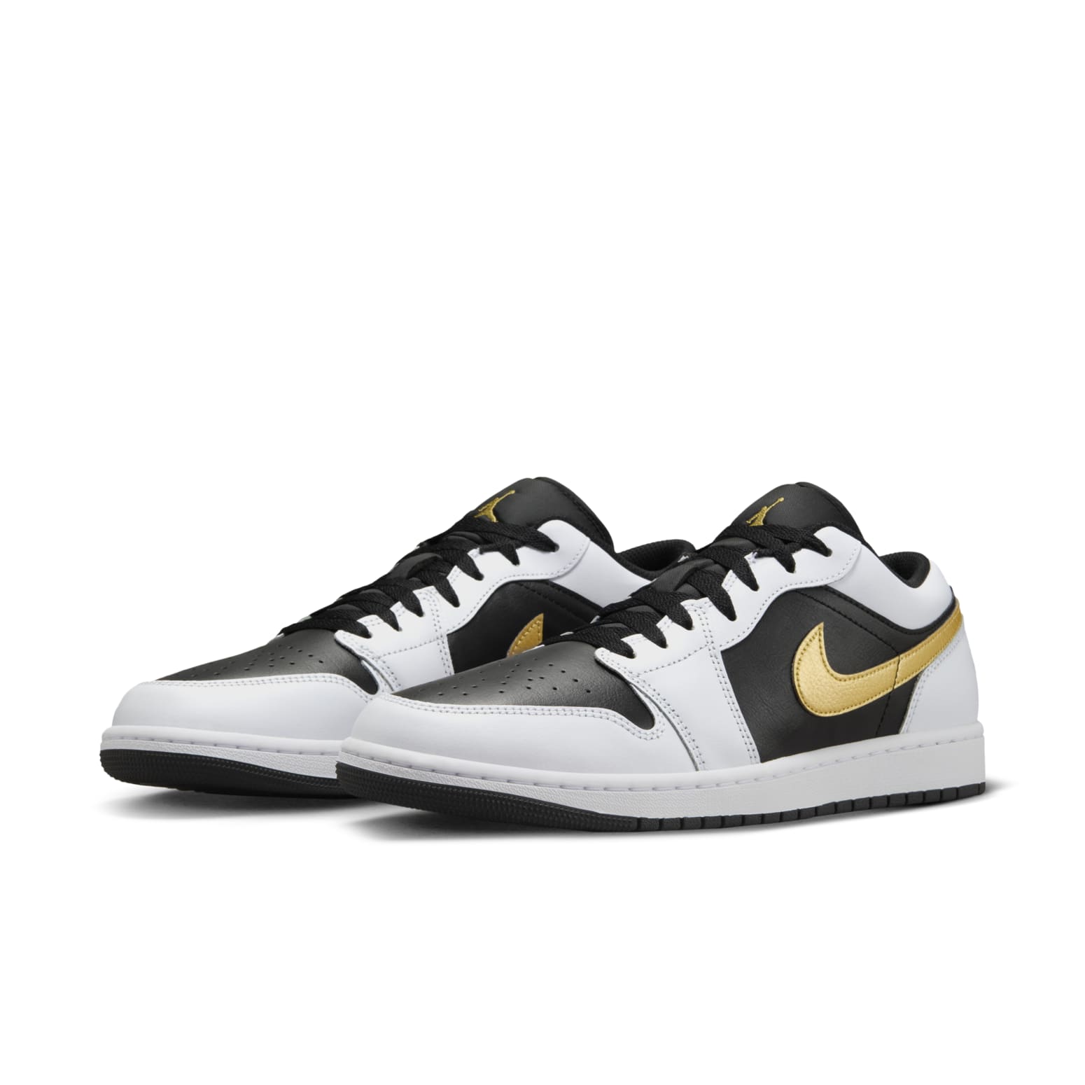 Air Jordan 1 Low  White Black Metallic Gold Swoosh