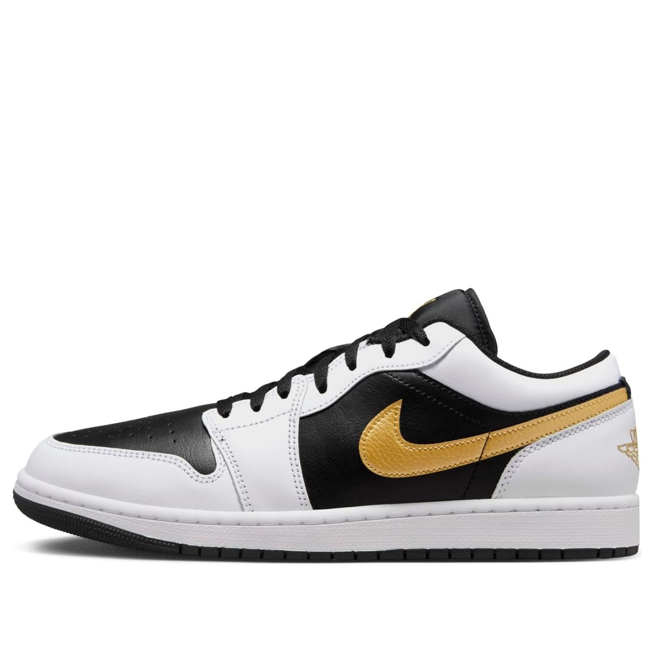 Air Jordan 1 Low  White Black Metallic Gold Swoosh