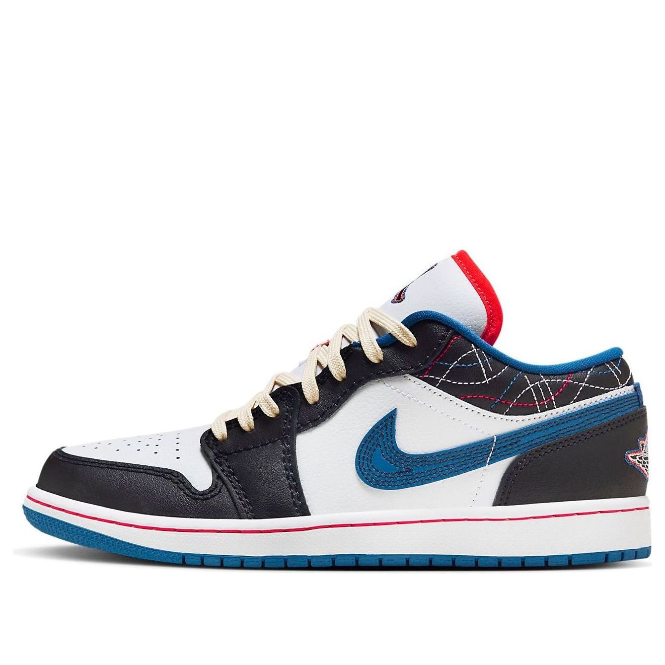 Air Jordan 1 Low  White Industrial Blue Siren Red